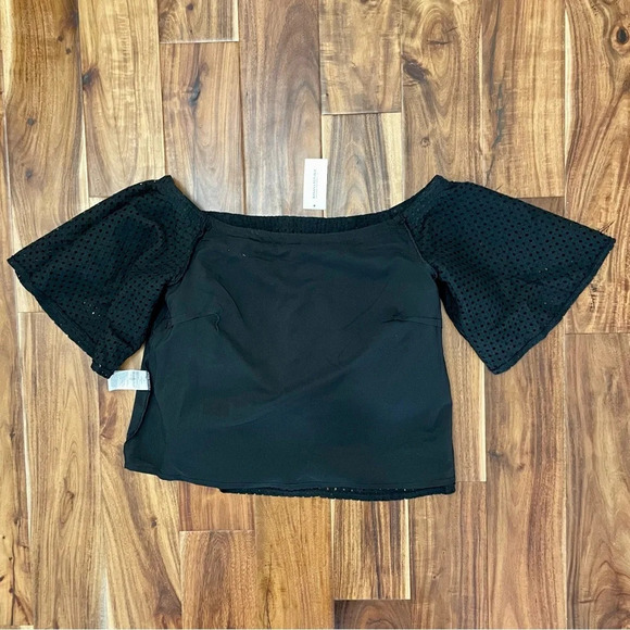 New Banana Republic Black Ruffle Off the Shoulder Shirt  Blouse Size Small - Picture 7 of 12